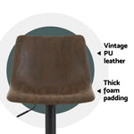 Artiss 4x Bar Stools Vintage Leather Swivel Gas Lift Brown - Furniture > Bar Stools & Chairs > Table & Bar Stools