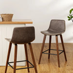 Artiss 4x Bar Stools Vintage Leather Wooden - Furniture > Bar Stools & Chairs > Table & Bar Stools