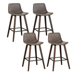 Artiss 4x Bar Stools Vintage Leather Wooden - Furniture > Bar Stools & Chairs > Table & Bar Stools