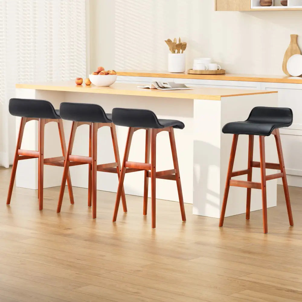 Artiss 4x Bar Stools Wooden Stool Black - Furniture > Bar Stools & Chairs > Table & Bar Stools