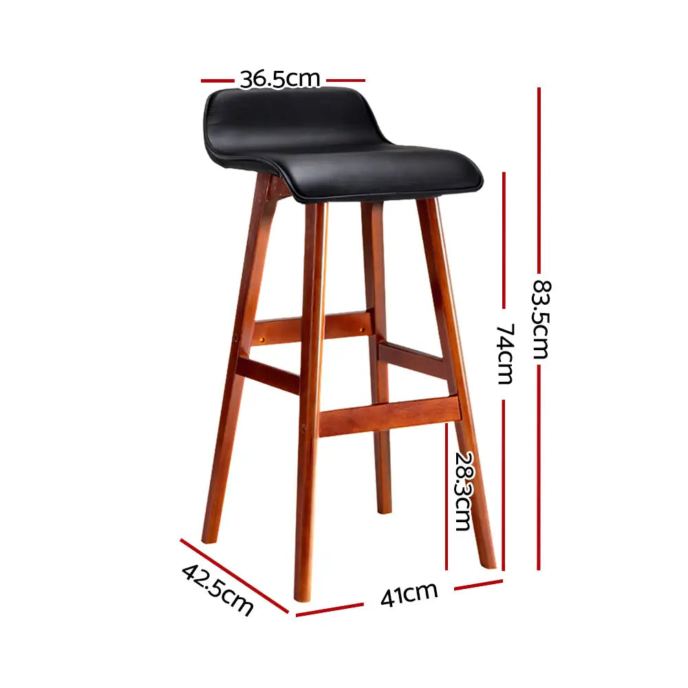 Artiss 4x Bar Stools Wooden Stool Black - Furniture > Bar Stools & Chairs > Table & Bar Stools