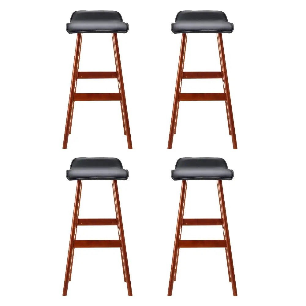 Artiss 4x Bar Stools Wooden Stool Black - Furniture > Bar Stools & Chairs > Table & Bar Stools