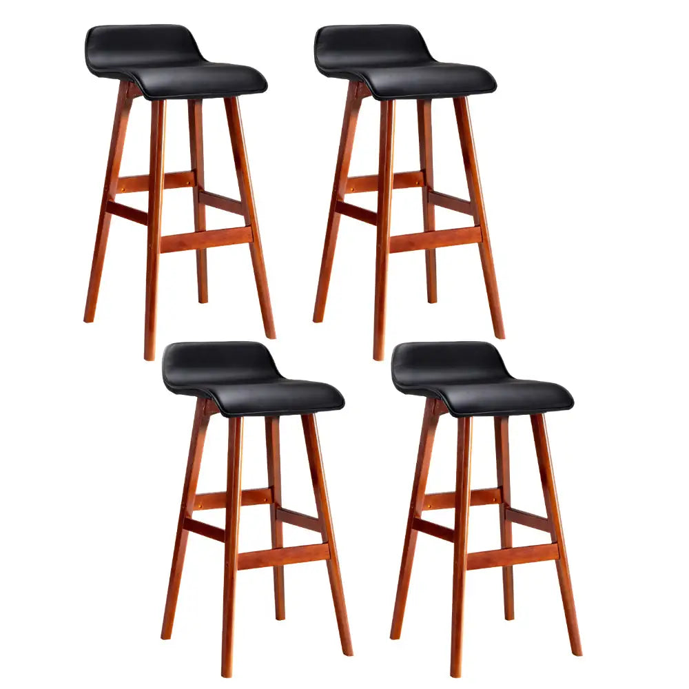 Artiss 4x Bar Stools Wooden Stool Black - Furniture > Bar Stools & Chairs > Table & Bar Stools