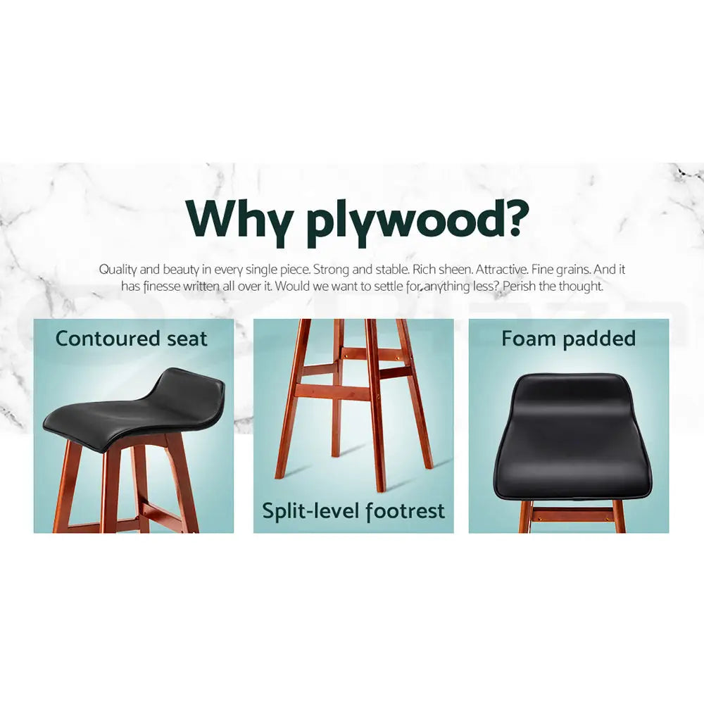Artiss 4x Bar Stools Wooden Stool Black - Furniture > Bar Stools & Chairs > Table & Bar Stools