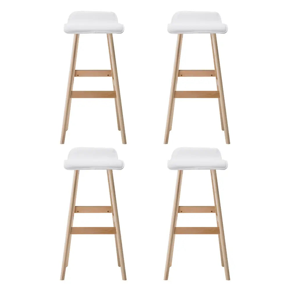 Artiss 4x Bar Stools Wooden Stool White - Furniture > Bar Stools & Chairs > Table & Bar Stools
