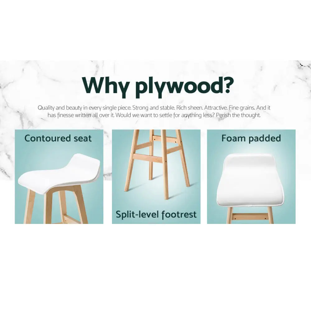 Artiss 4x Bar Stools Wooden Stool White - Furniture > Bar Stools & Chairs > Table & Bar Stools