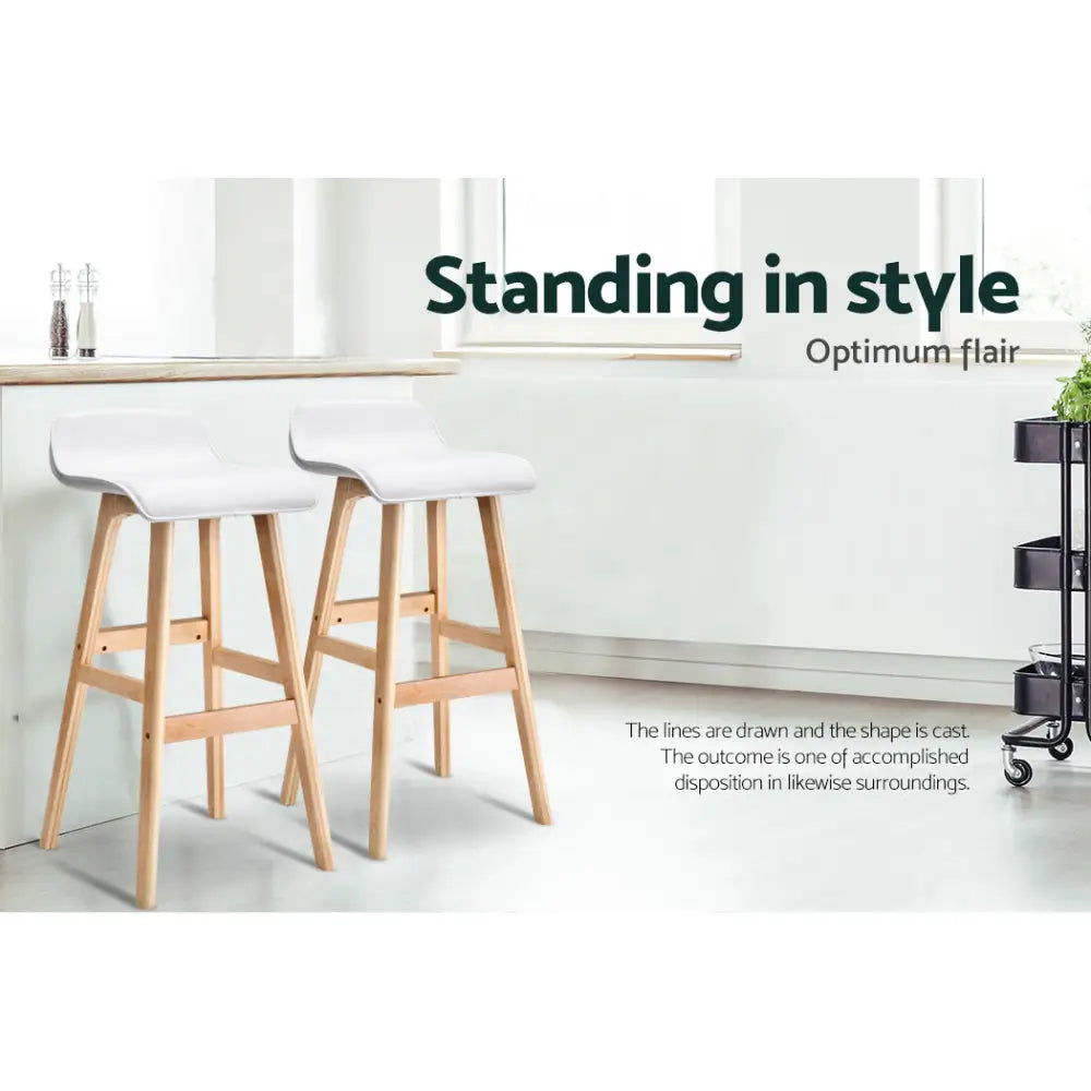 Artiss 4x Bar Stools Wooden Stool White - Furniture > Bar Stools & Chairs > Table & Bar Stools