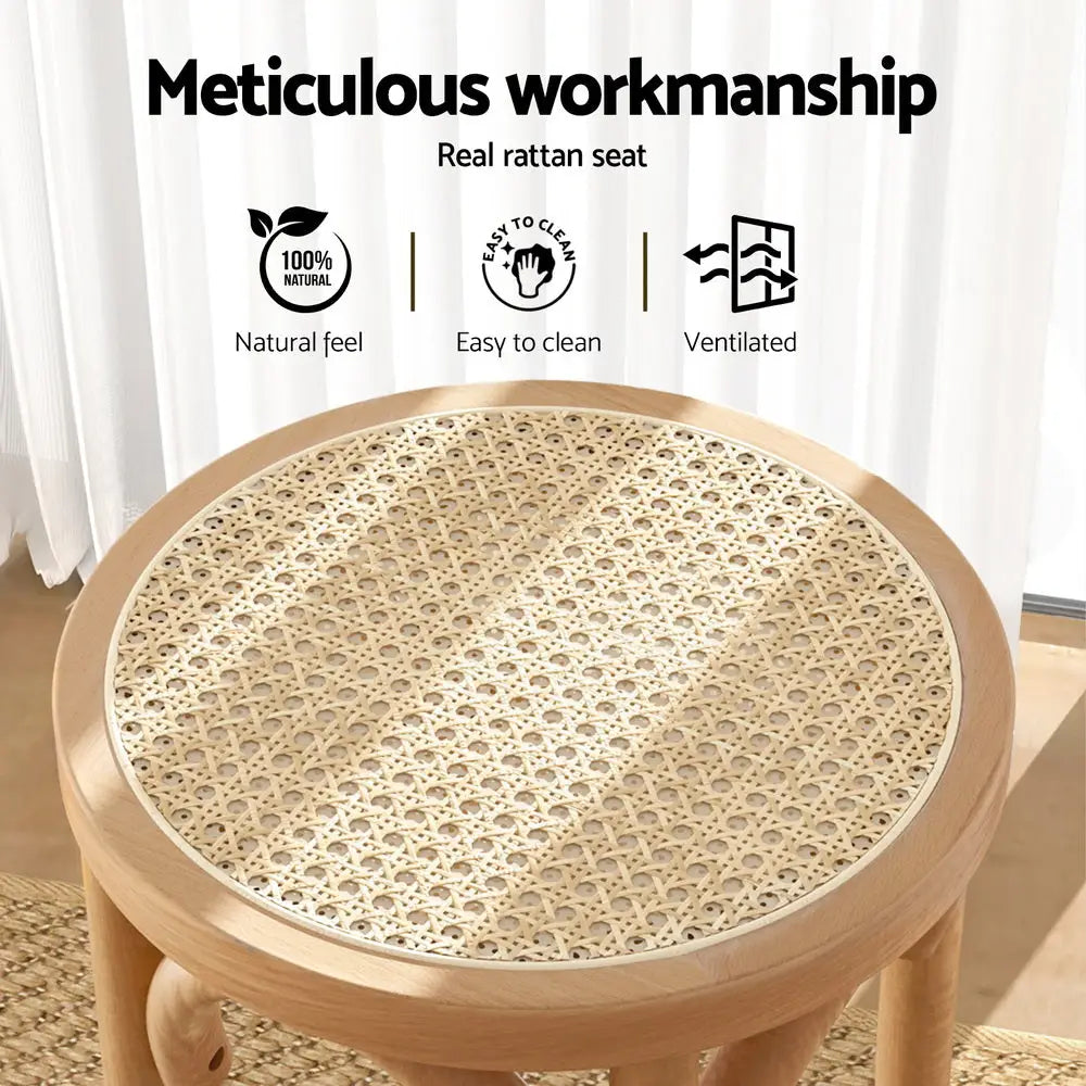 Artiss 4x Bar Stoosl Rattan Seat Wooden - Furniture > Bar Stools & Chairs > Massage Chairs