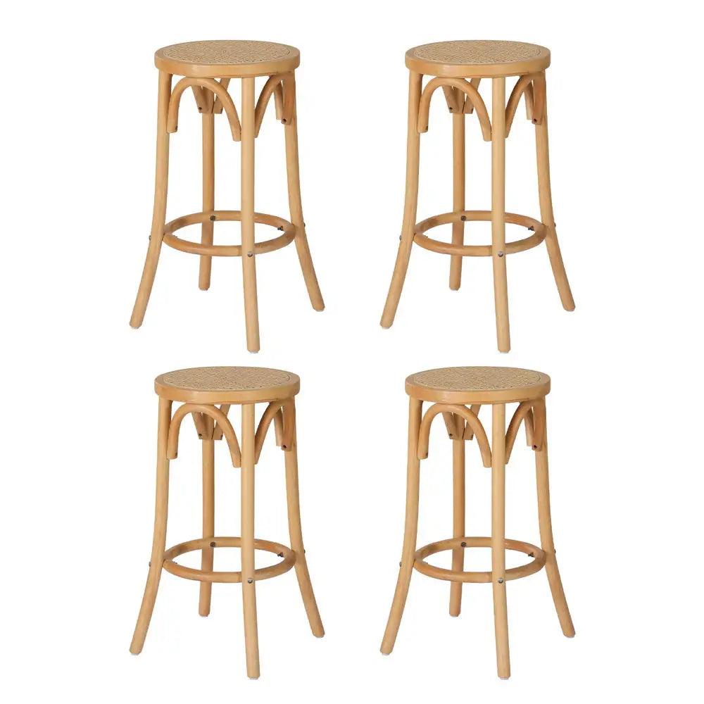 Artiss 4x Bar Stoosl Rattan Seat Wooden - Furniture > Bar Stools & Chairs > Massage Chairs