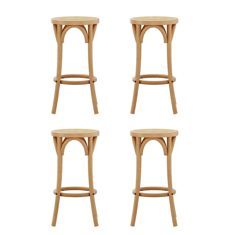 Artiss 4x Bar Stoosl Rattan Seat Wooden - Furniture > Bar Stools & Chairs > Massage Chairs