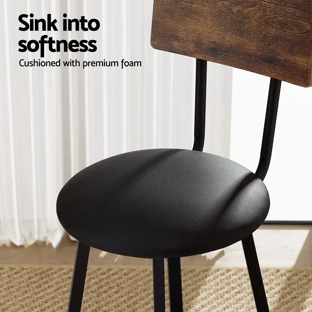 Artiss 4X Industrial Bar Stools Upholstered Counter Chairs Steel Frame Anti-Scratch - Furniture > Bar Stools & Chairs >