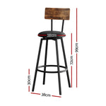 Artiss 4X Industrial Bar Stools Upholstered Counter Chairs Steel Frame Anti-Scratch - Furniture > Bar Stools & Chairs >