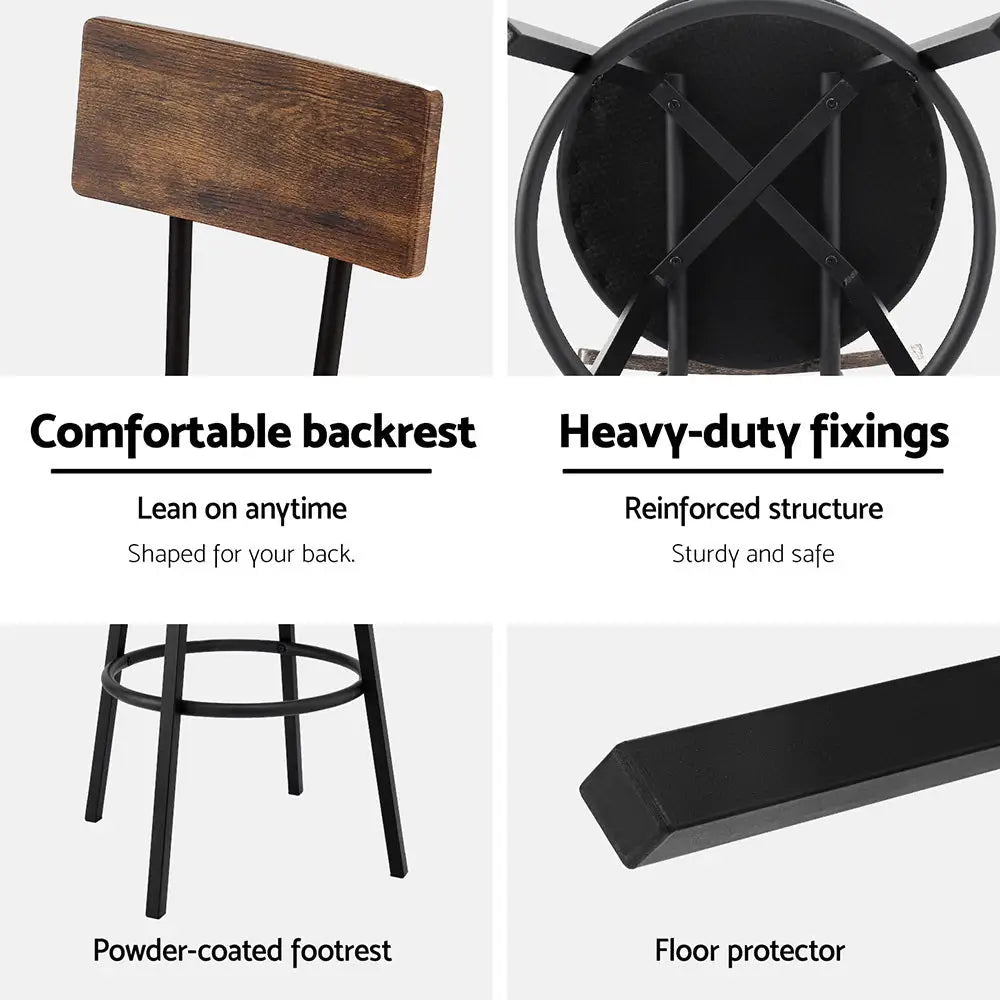 Artiss 4X Industrial Bar Stools Upholstered Counter Chairs Steel Frame Anti-Scratch - Furniture > Bar Stools & Chairs >