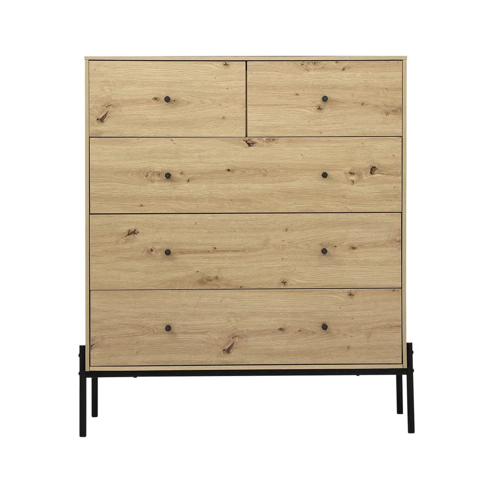 Artiss 5 Chest of Drawers - ARNO Pine - Furniture > Bedroom