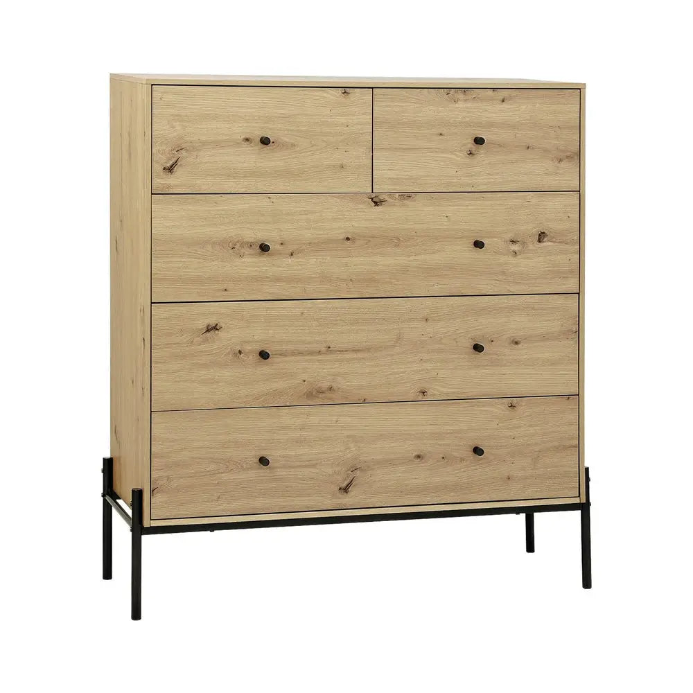 Artiss 5 Chest of Drawers - ARNO Pine - Furniture > Bedroom