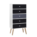 Artiss 5 Chest of Drawers - BONDS White - Furniture > Living Room