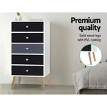 Artiss 5 Chest of Drawers - BONDS White - Furniture > Living Room