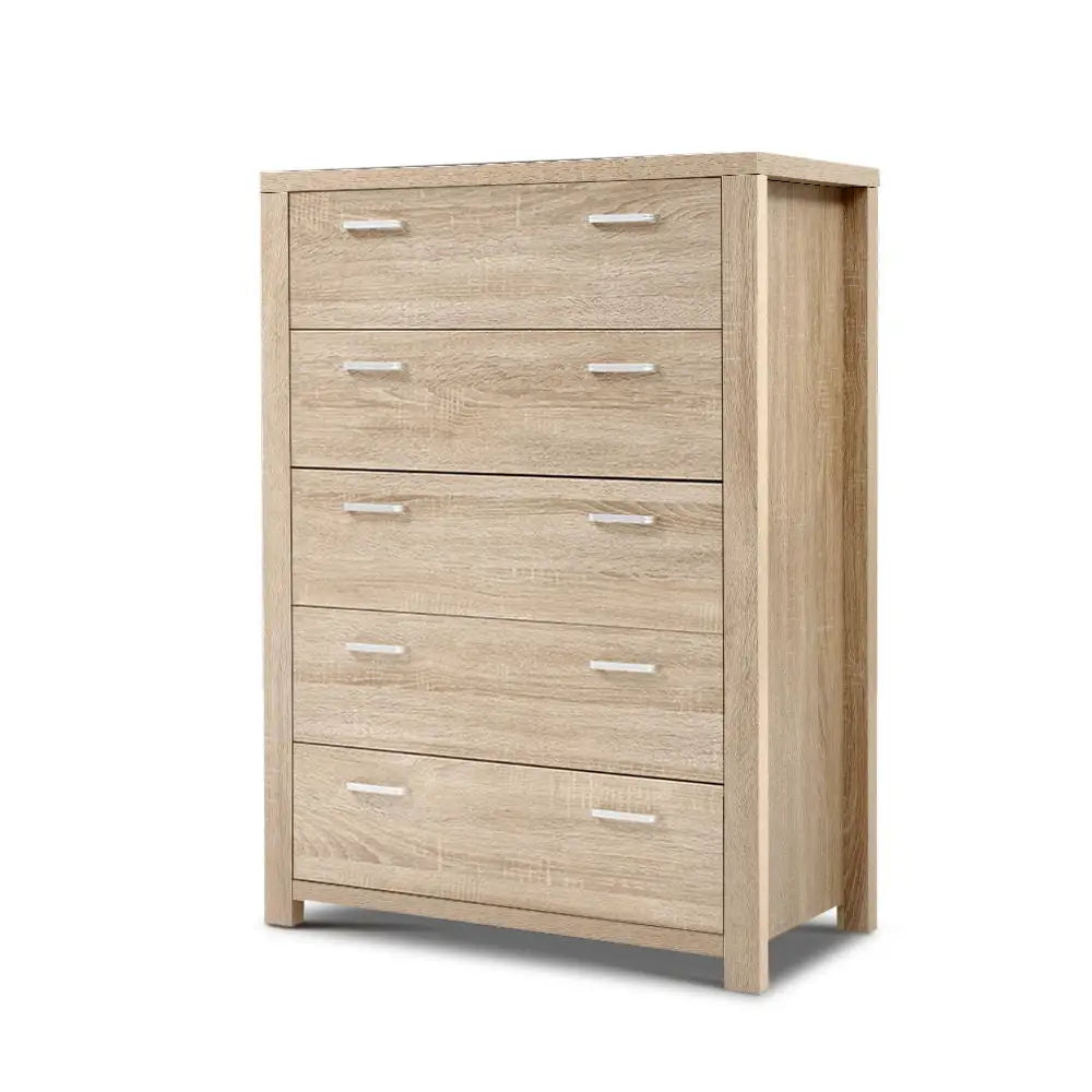 Artiss 5 Chest of Drawers - MAXI Pine - Furniture > Bedroom