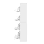 Artiss 5 Drawer Mirrored Wooden Shoe Cabinet - White - Home & Garden > Storage