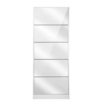 Artiss 5 Drawer Mirrored Wooden Shoe Cabinet - White - Home & Garden > Storage