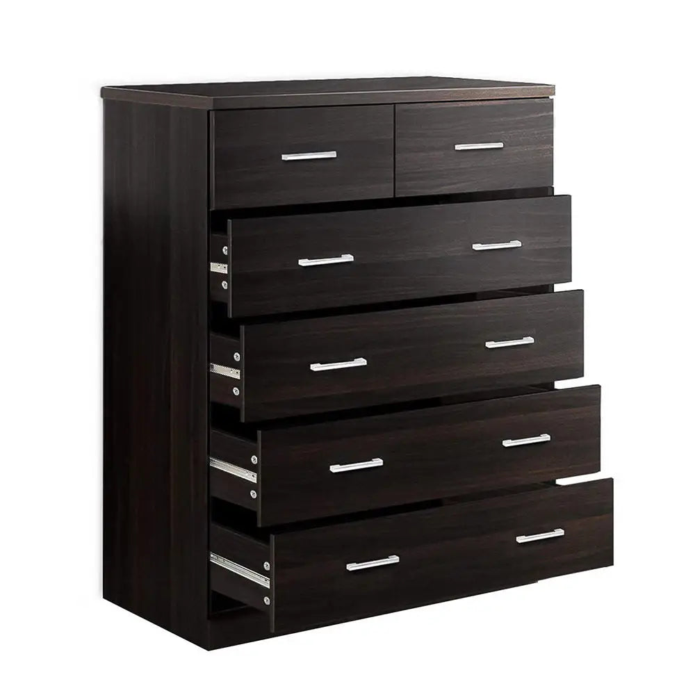 Artiss 6 Chest of Drawers - ANDES Walnut - Furniture > Bedroom