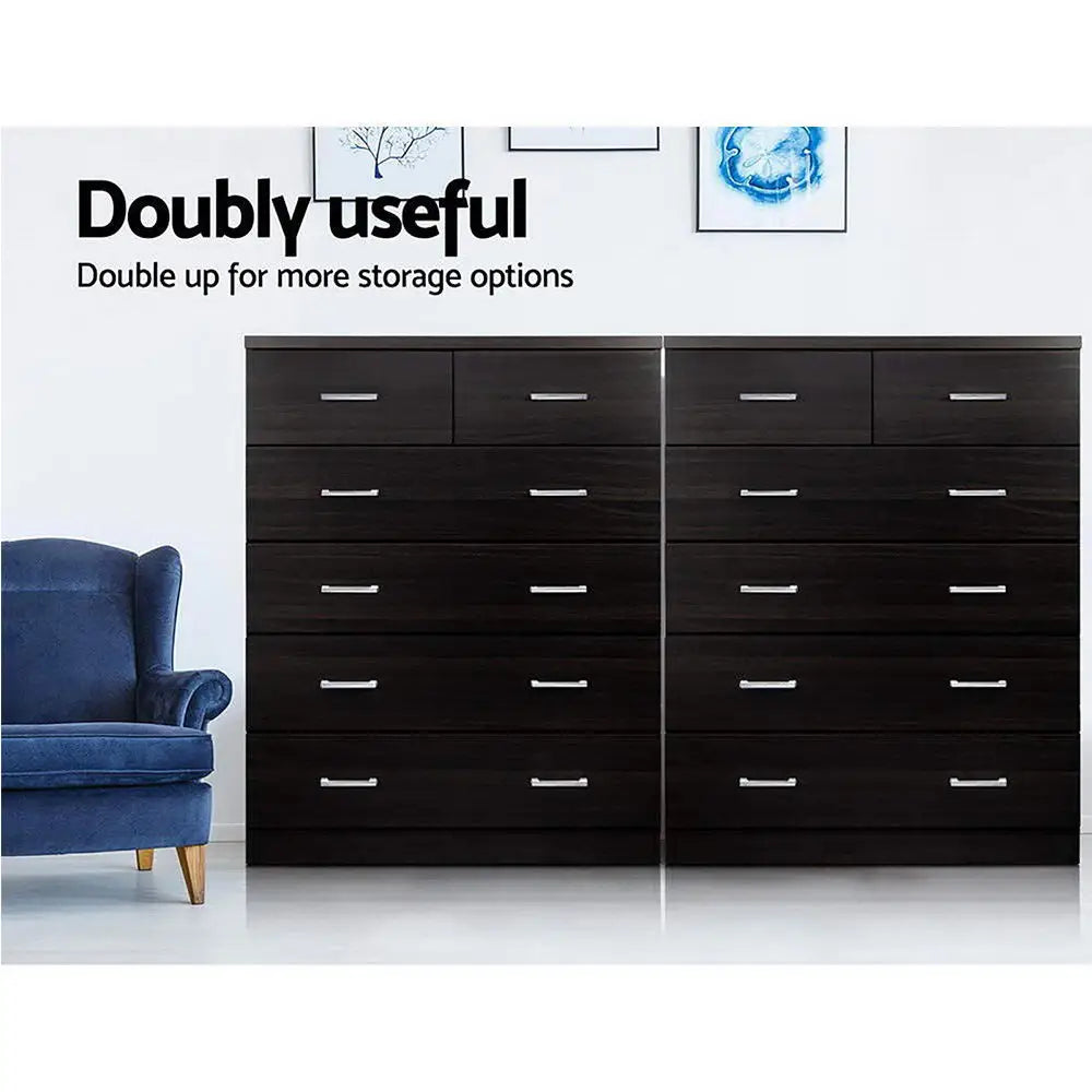 Artiss 6 Chest of Drawers - ANDES Walnut - Furniture > Bedroom