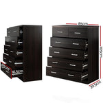 Artiss 6 Chest of Drawers - ANDES Walnut - Furniture > Bedroom