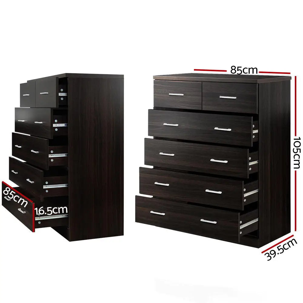 Artiss 6 Chest of Drawers - ANDES Walnut - Furniture > Bedroom