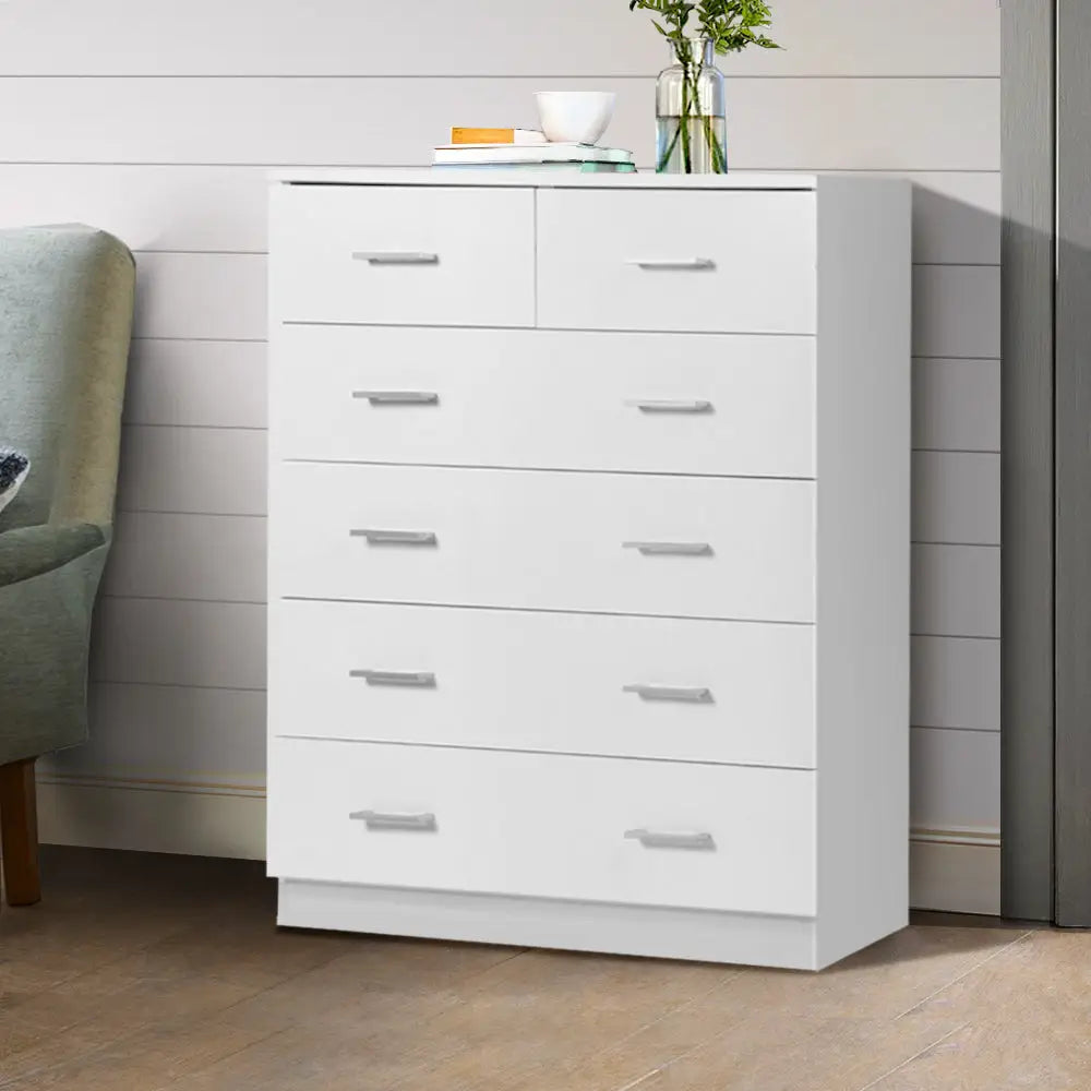 Artiss 6 Chest of Drawers - ANDES White - Furniture > Living Room