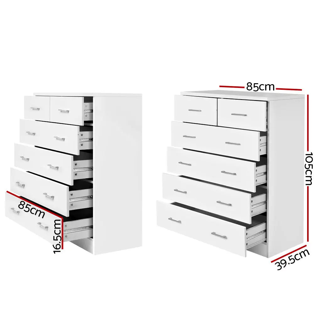 Artiss 6 Chest of Drawers - ANDES White - Furniture > Living Room
