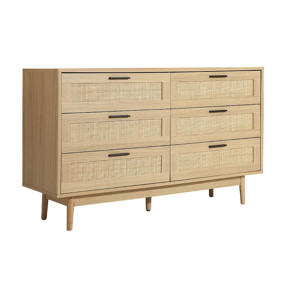 Artiss 6 Chest of Drawers - BRIONY Oak - Furniture > Living Room