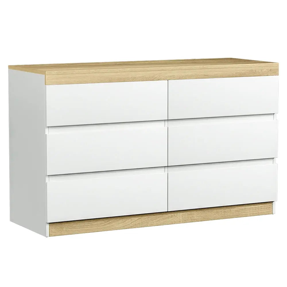 Artiss 6 Chest of Drawers Cabinet Dresser Table Tallboy Storage Bedroom White - Furniture > Bedroom > Dressers