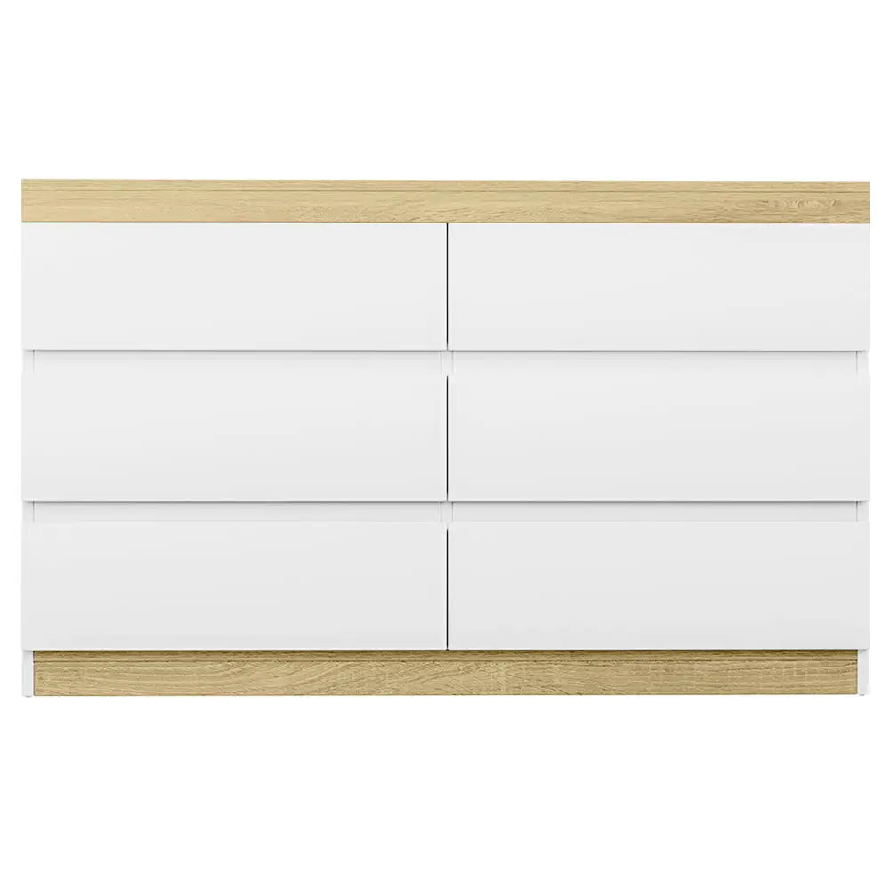 Artiss 6 Chest of Drawers Cabinet Dresser Table Tallboy Storage Bedroom White - Furniture > Bedroom > Dressers