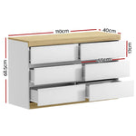 Artiss 6 Chest of Drawers Cabinet Dresser Table Tallboy Storage Bedroom White - Furniture > Bedroom > Dressers