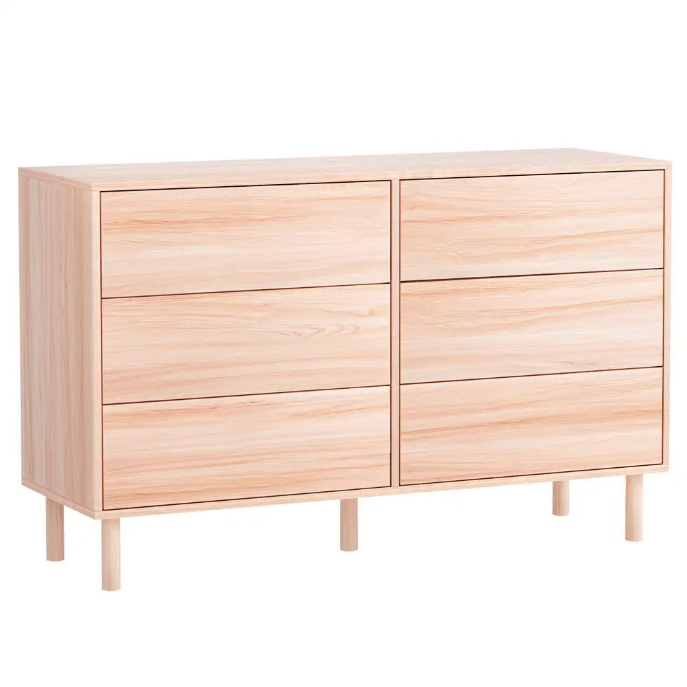 Artiss 6 Chest of Drawers Dresser Table Tallboy Storage Bedroom Pine - Furniture > Bedroom
