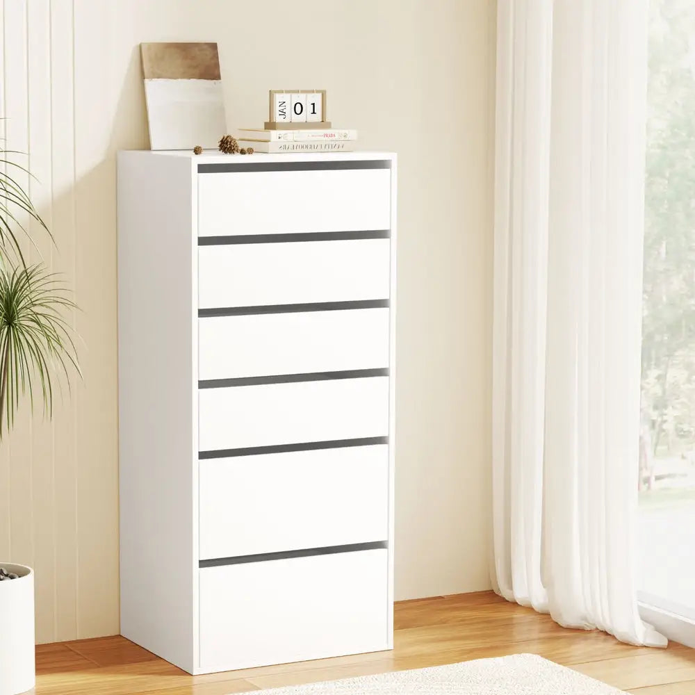 Artiss 6 Chest of Drawers Dresser Tallboy White - Furniture > Bedroom > Dressers