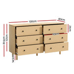 Artiss 6 Chest of Drawers Flutted Front - RUTH Oak - Furniture > Bedroom