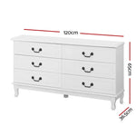 Artiss 6 Chest of Drawers - KUBI White - Furniture > Bedroom