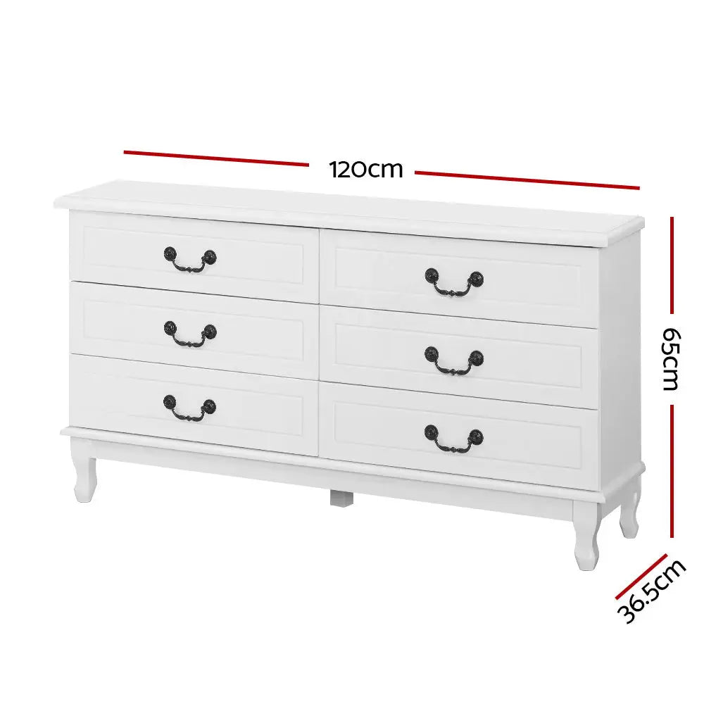 Artiss 6 Chest of Drawers - KUBI White - Furniture > Bedroom