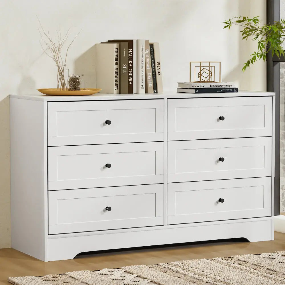 Artiss 6 Chest of Drawers - LEIF White - Furniture > Bedroom