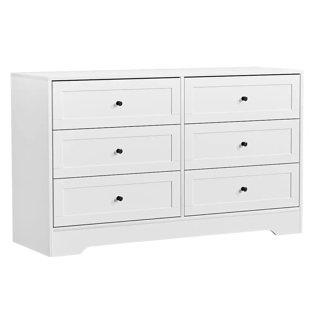 Artiss 6 Chest of Drawers - LEIF White - Furniture > Bedroom