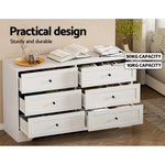 Artiss 6 Chest of Drawers - LEIF White - Furniture > Bedroom