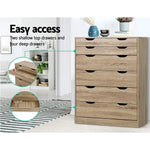 Artiss 6 Chest of Drawers - MYLA Oak - Furniture > Living Room