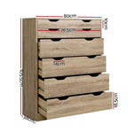 Artiss 6 Chest of Drawers - MYLA Oak - Furniture > Living Room