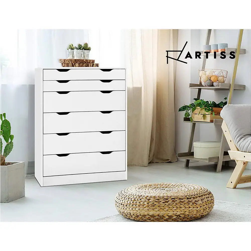 Artiss 6 Chest of Drawers - MYLA White - Furniture > Bedroom