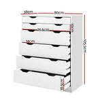 Artiss 6 Chest of Drawers - MYLA White - Furniture > Bedroom