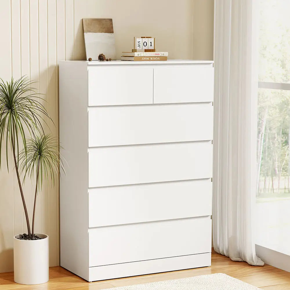 Artiss 6 Chest of Drawers - PEPE White - Furniture > Bedroom > Dressers