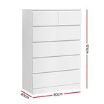 Artiss 6 Chest of Drawers - PEPE White - Furniture > Bedroom > Dressers