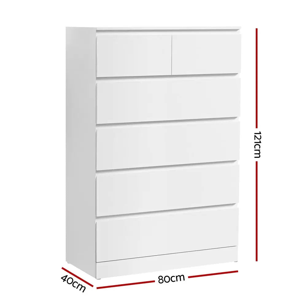 Artiss 6 Chest of Drawers - PEPE White - Furniture > Bedroom > Dressers