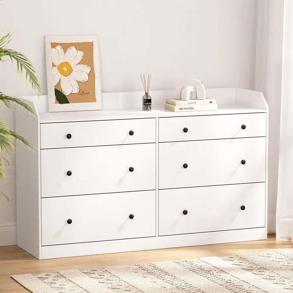 Artiss 6 Chest of Drawers - PETE White - Furniture > Bedroom